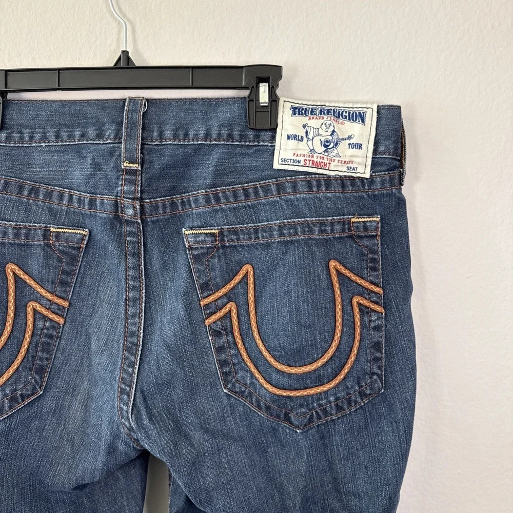 Vtg. True Religion Mens 38x30 RN 112790 5 Pockets Y2k Multicolored‎ Stitching